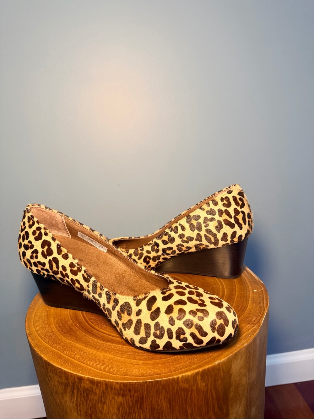 Vionic Leopard Print Wedge Pumps - Tan and Black